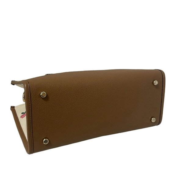 Auth COACH - C8602 Cream Light Brown Multi Canvas Leather Tote Bag - Picture 4 of 9